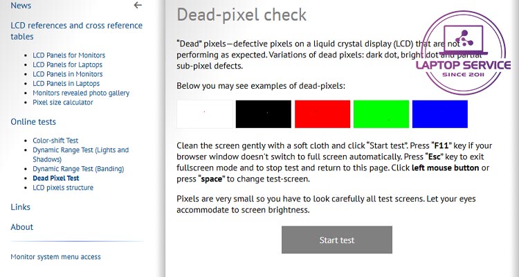 Cách kiểm tra điểm chết màn hình trên laptop